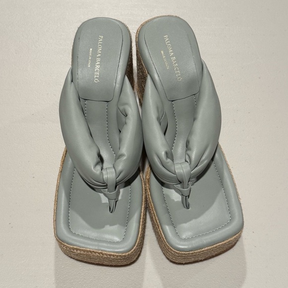 Paloma Barcelo NWOB 39 Tess Slip On Espadrille Platform Wedge Sandals Leather - Picture 2 of 7